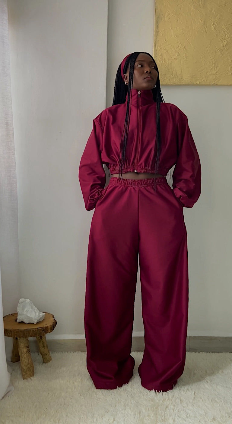 Wine Red Zip-Up Jacket