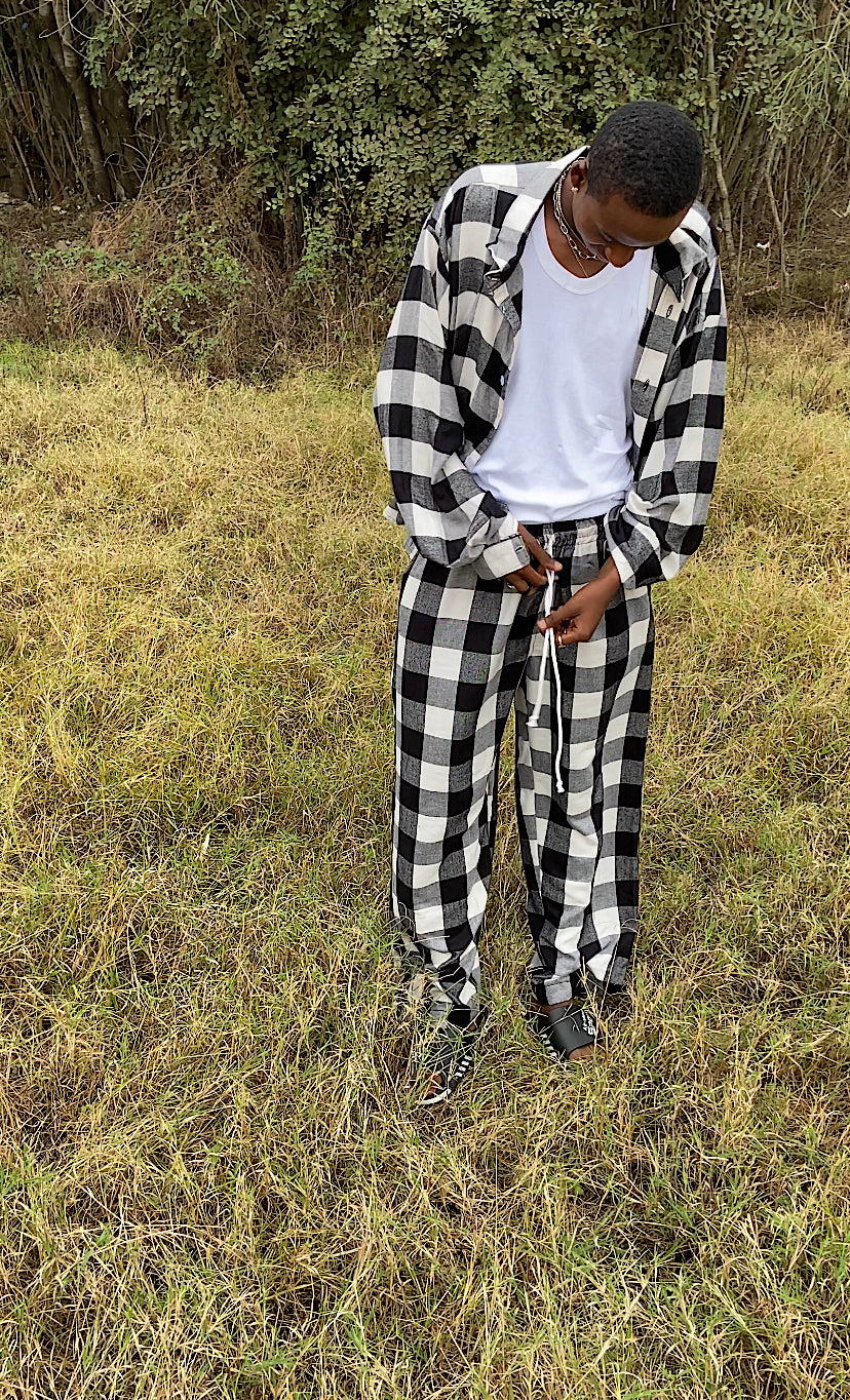 Men’s Monochrome Plaid Shirt