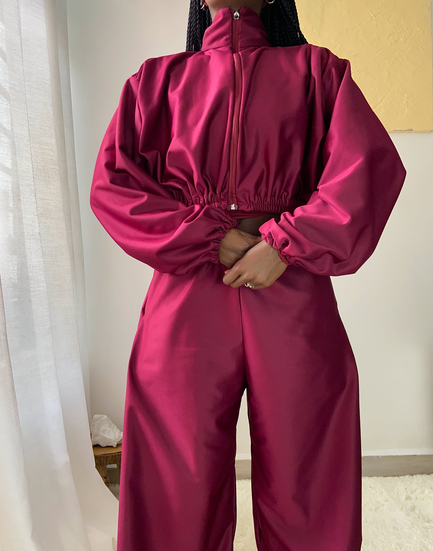 Wine Red Zip-Up Jacket