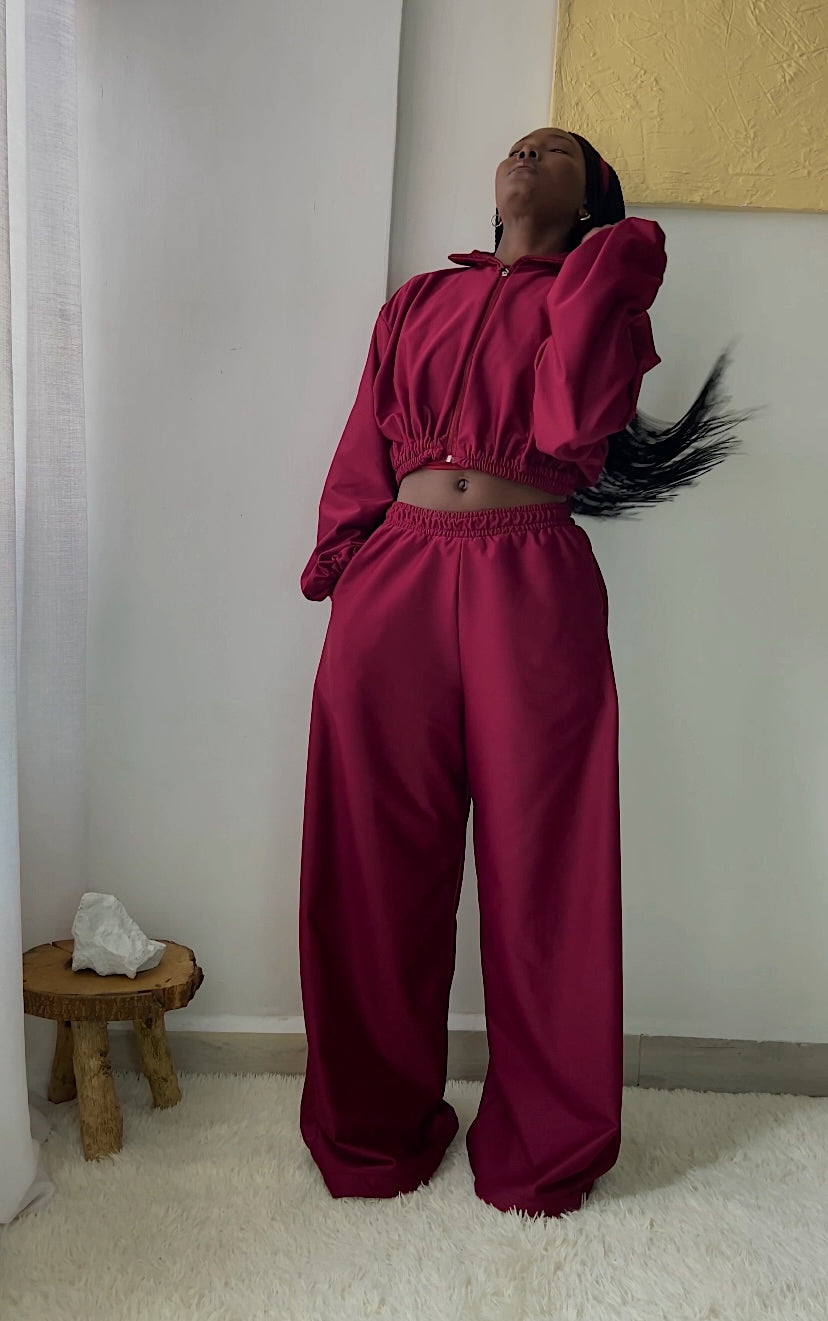 Wine Red Zip-Up Jacket