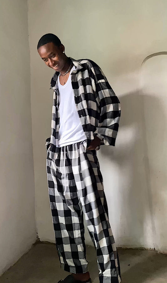 Men’s Monochrome Plaid Shirt