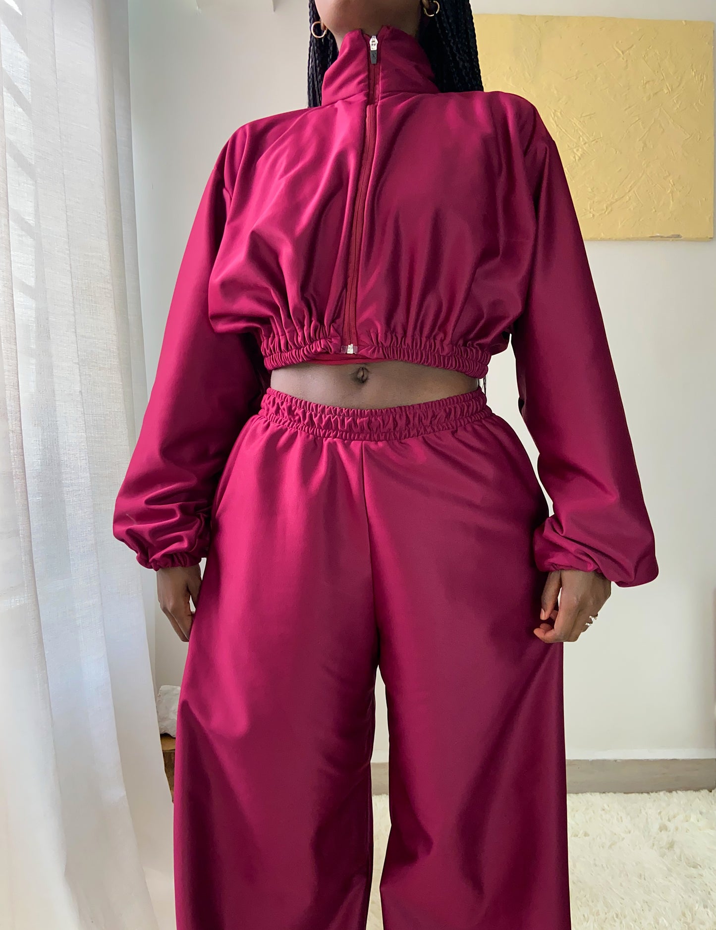 Wine Red Zip-Up Jacket