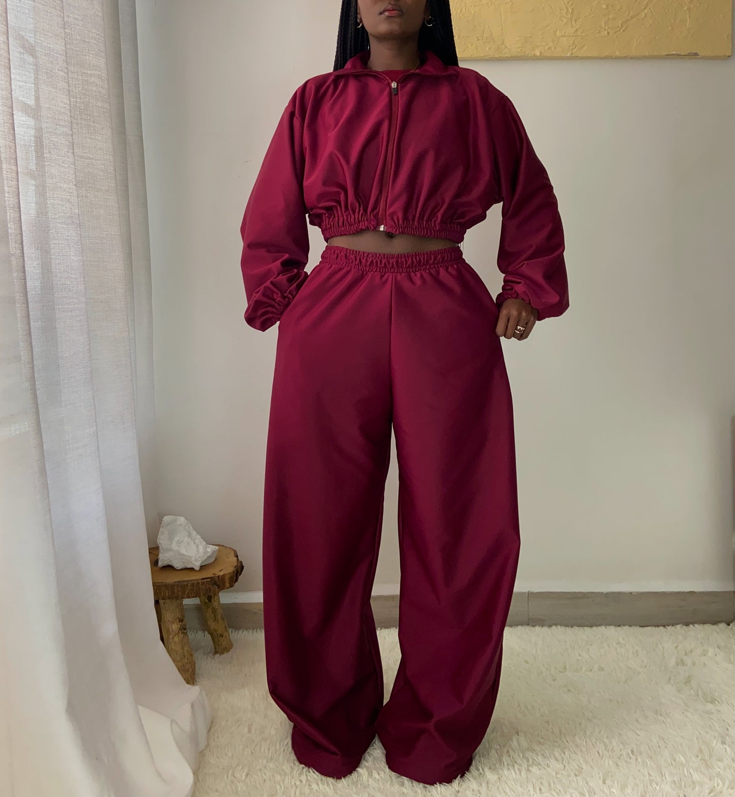 Wine Red Zip-Up Jacket