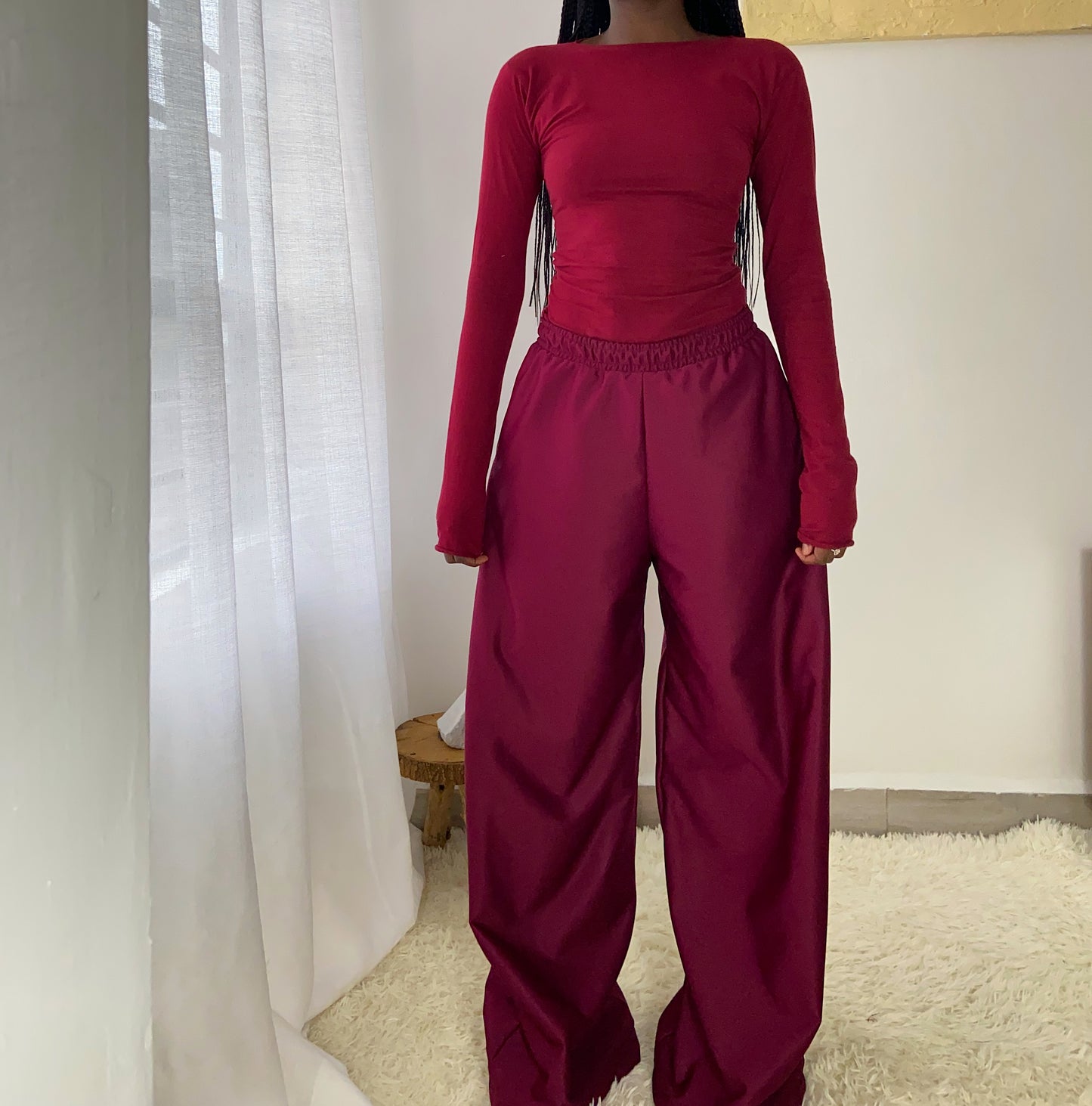 Crimson Mist Long-Sleeved Top| Wine Red