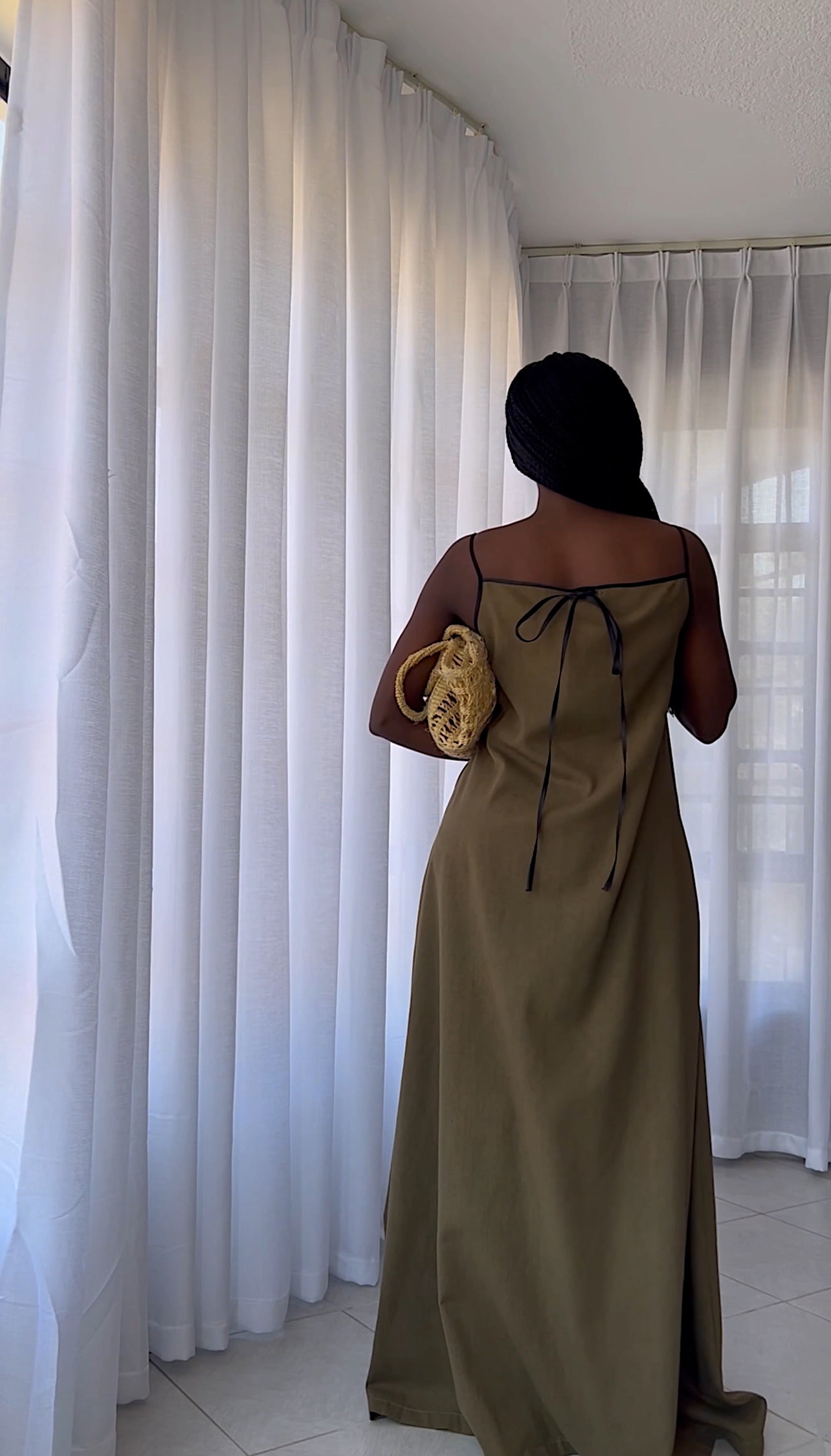 Isla linen dress- jungle green