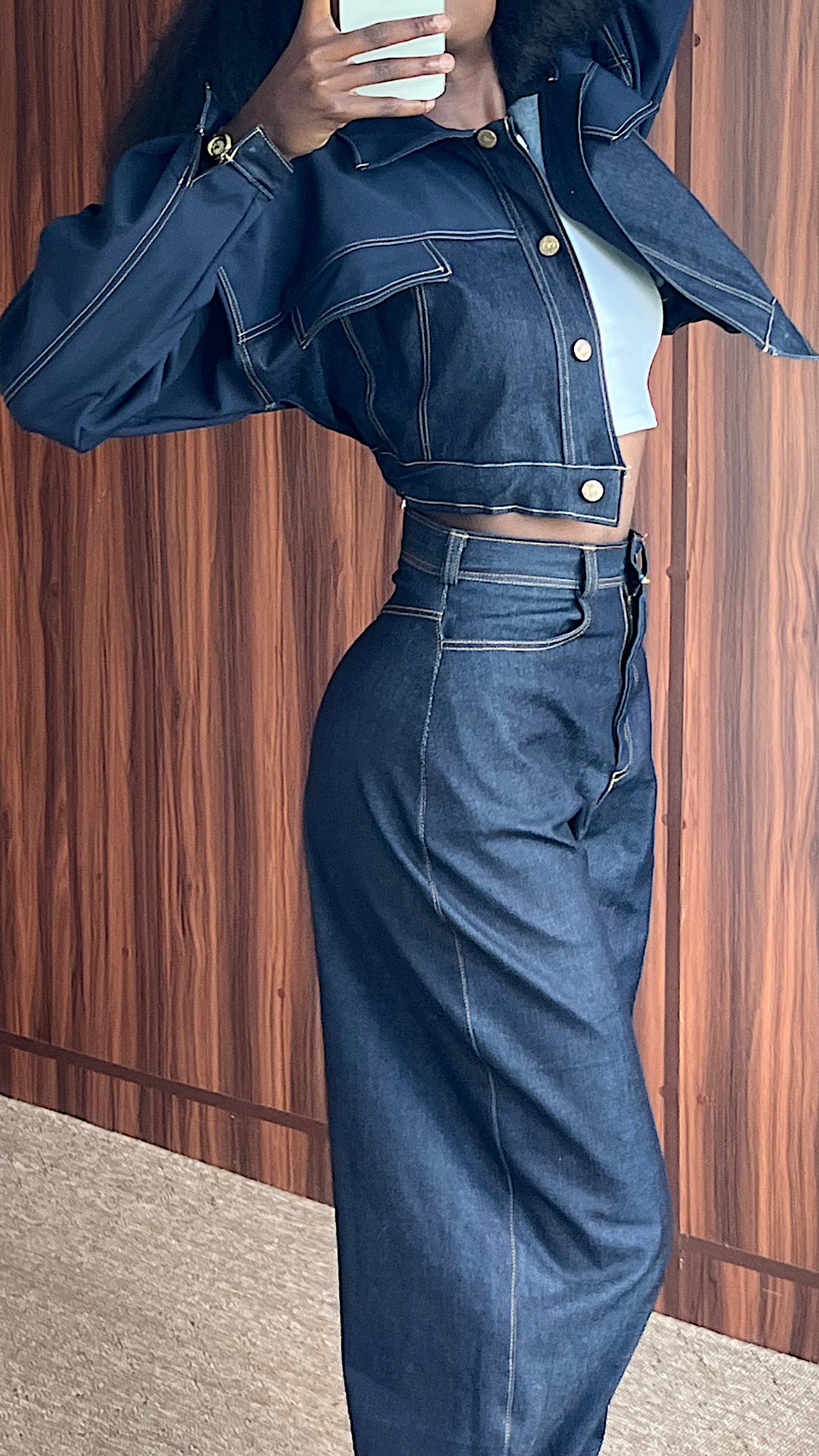 Utility Cropped Denim Jacket