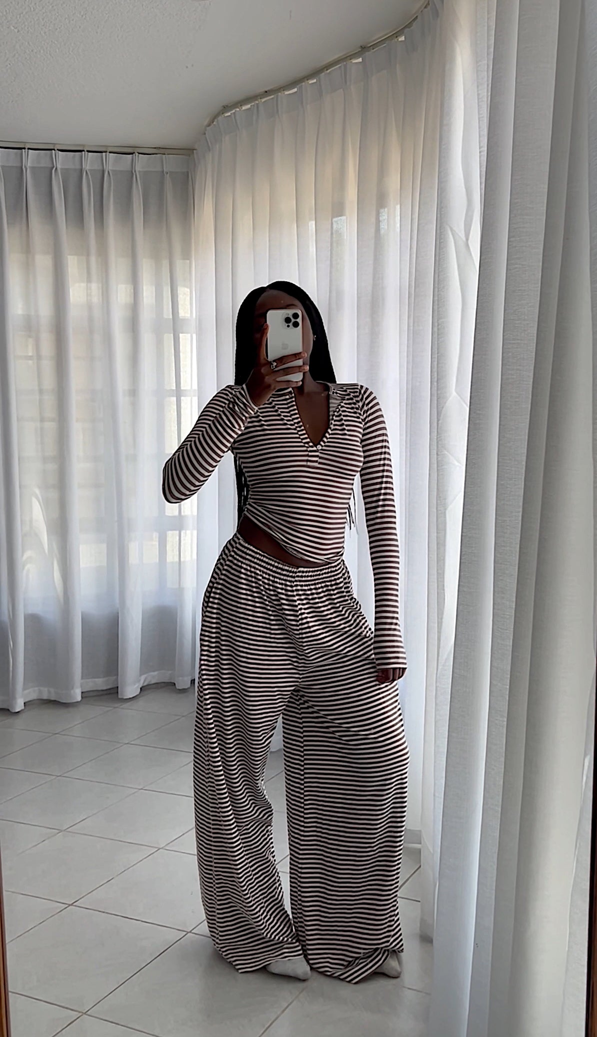 Core Comfort Stripe Button Top