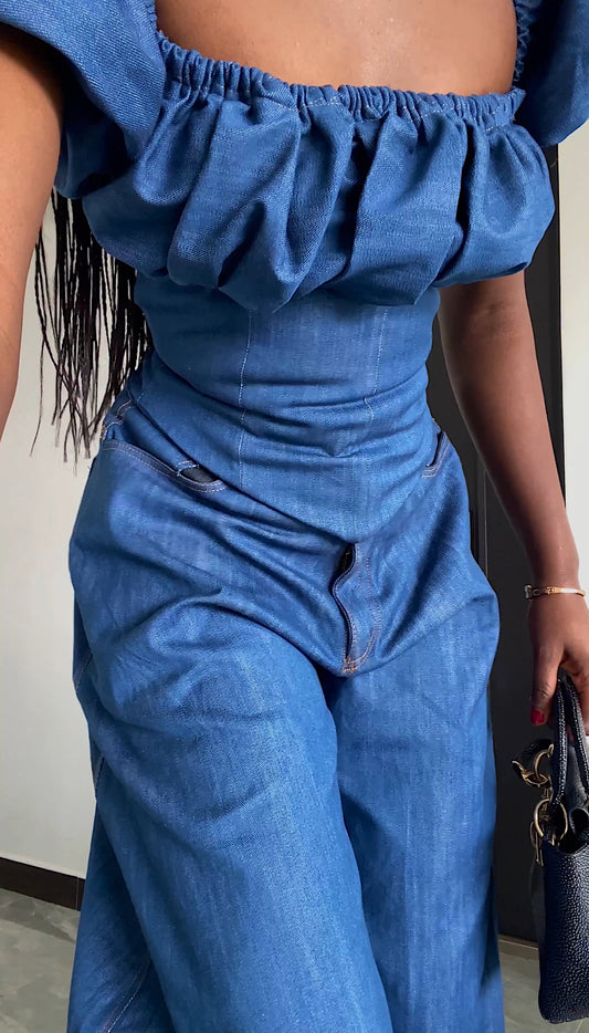 Indigo puff top - Denim