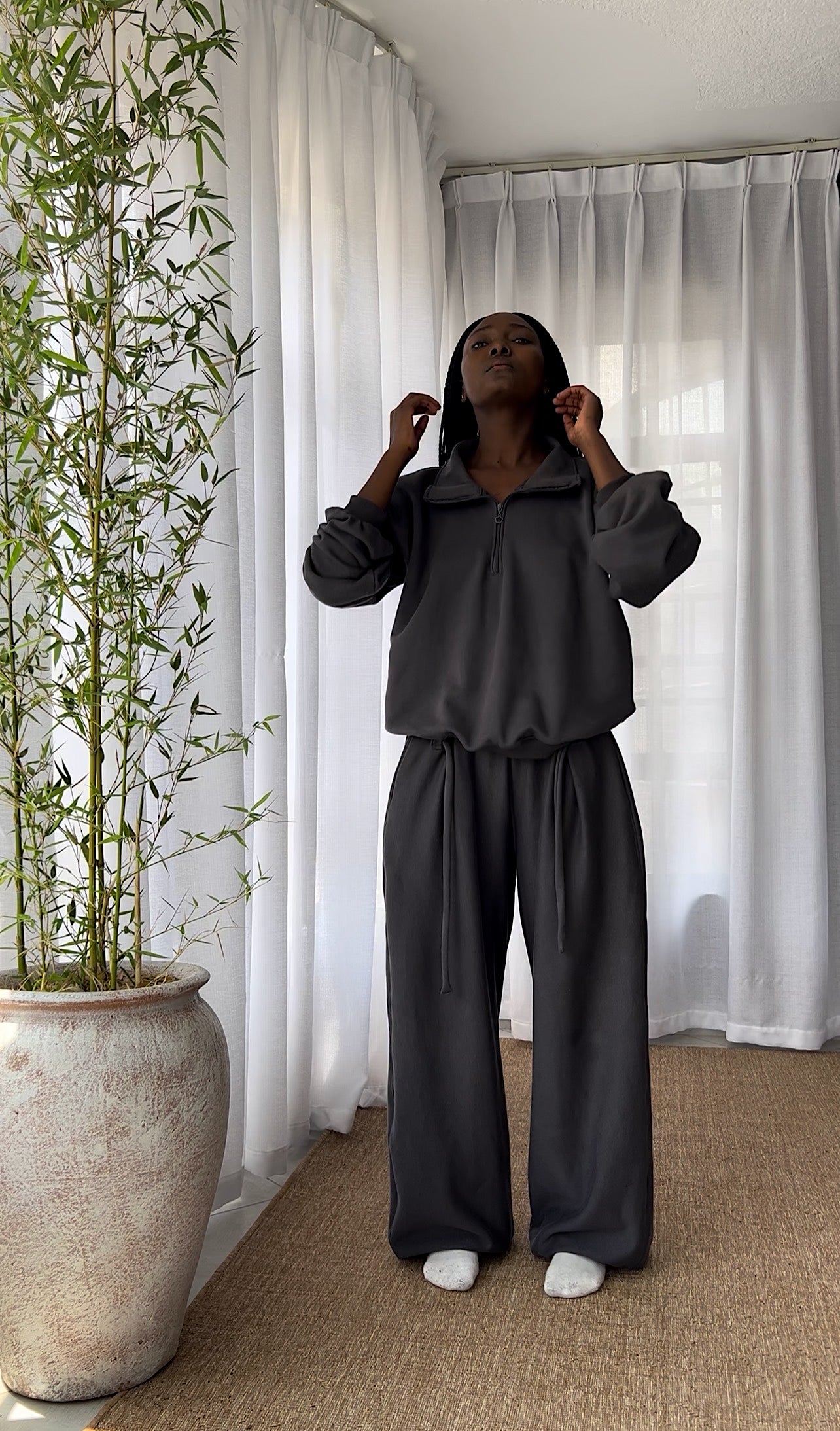 Charcoal Drop Waist Jogger Pants