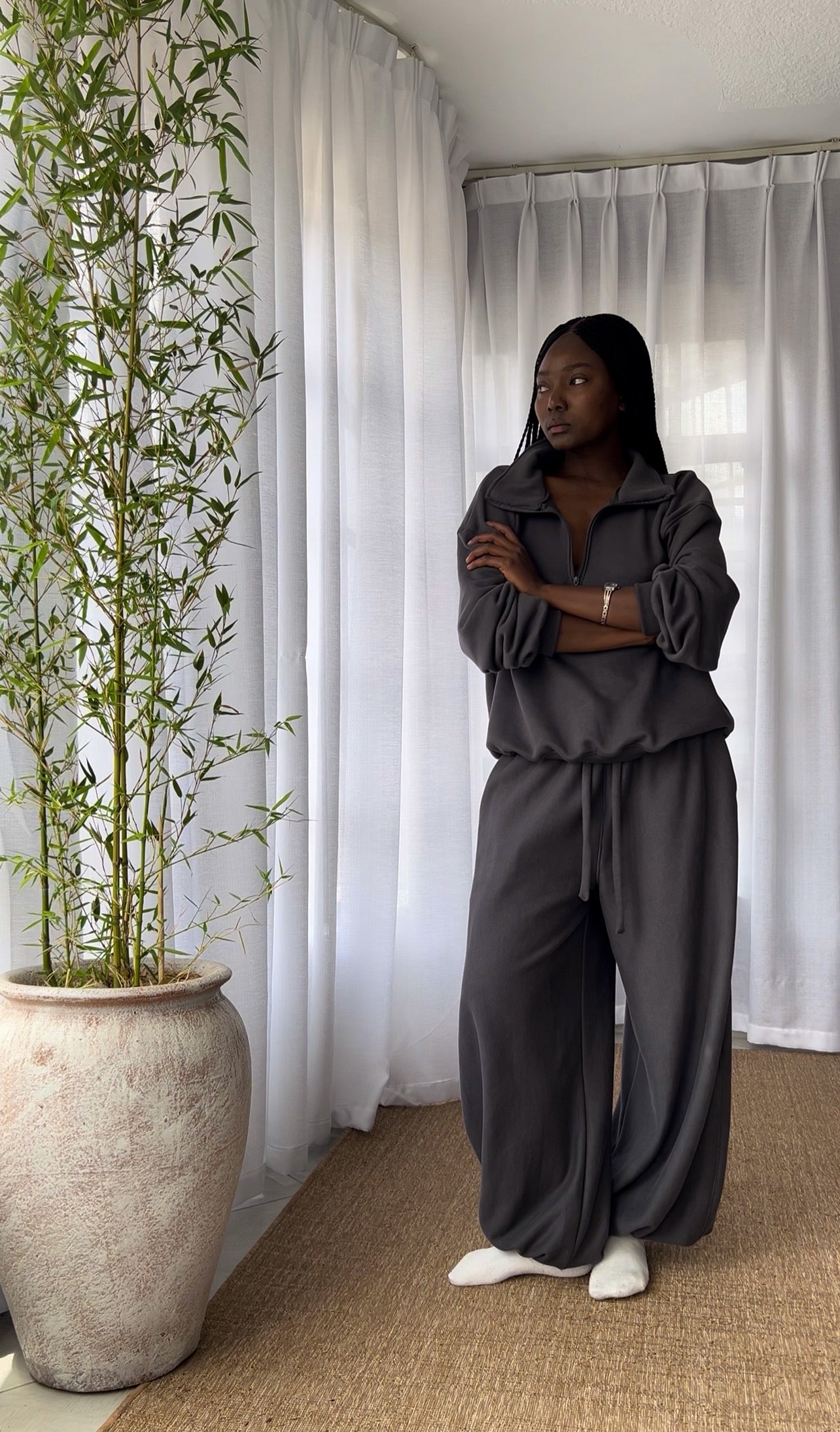 Charcoal Quarter Zip Jacket