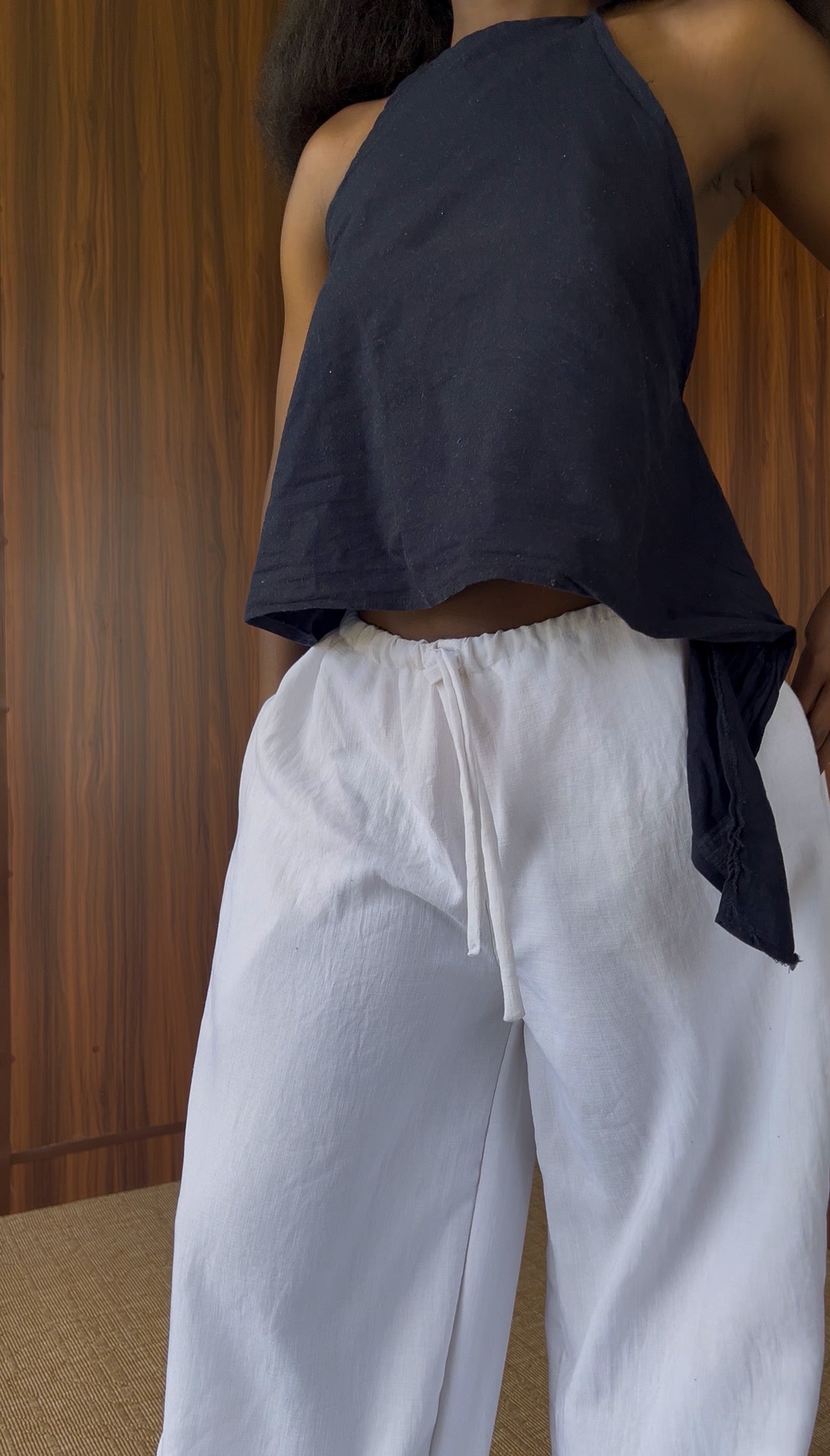 Nomad Linen Halter Top - Navy Blue