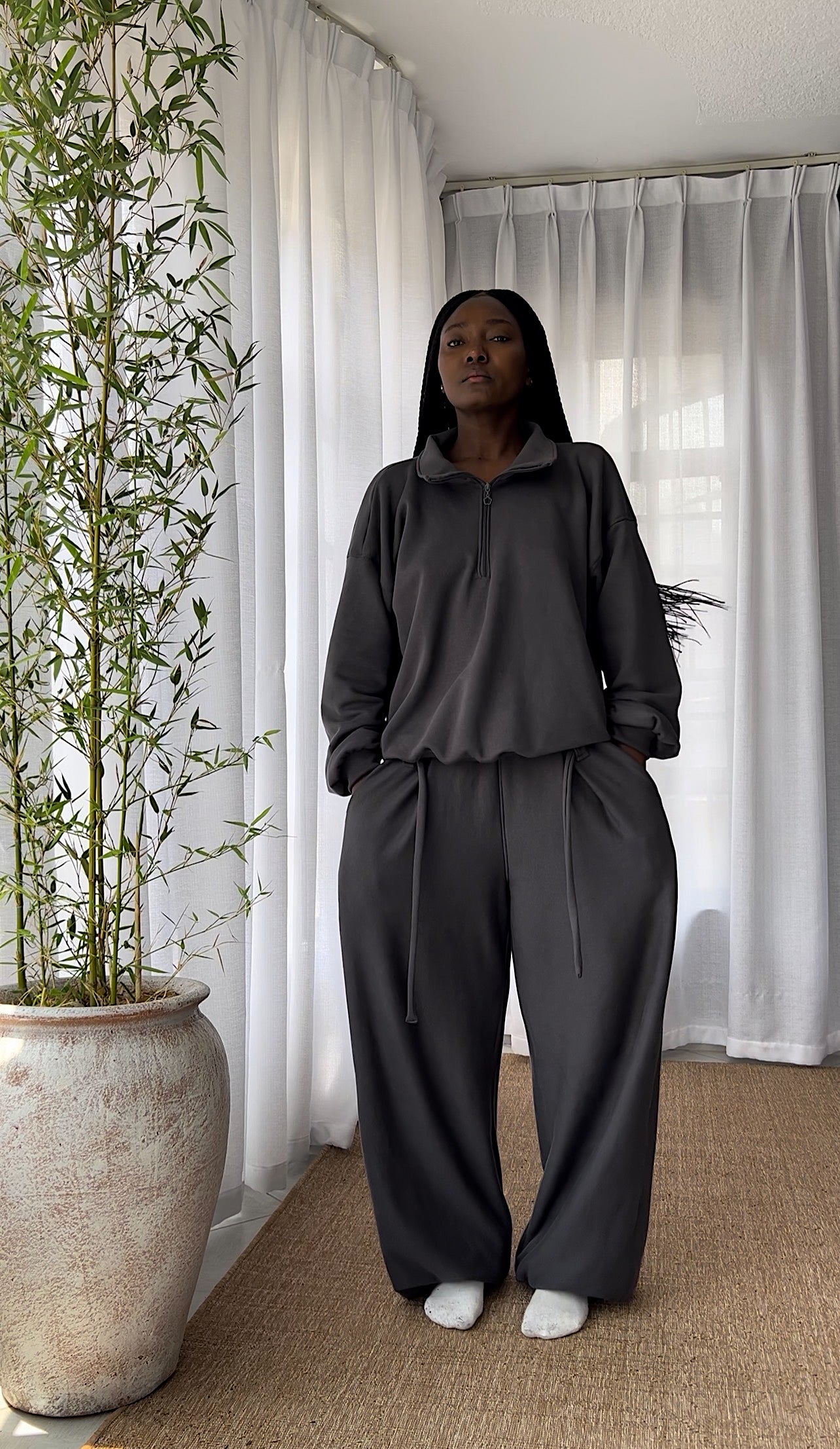 Charcoal Drop Waist Jogger Pants