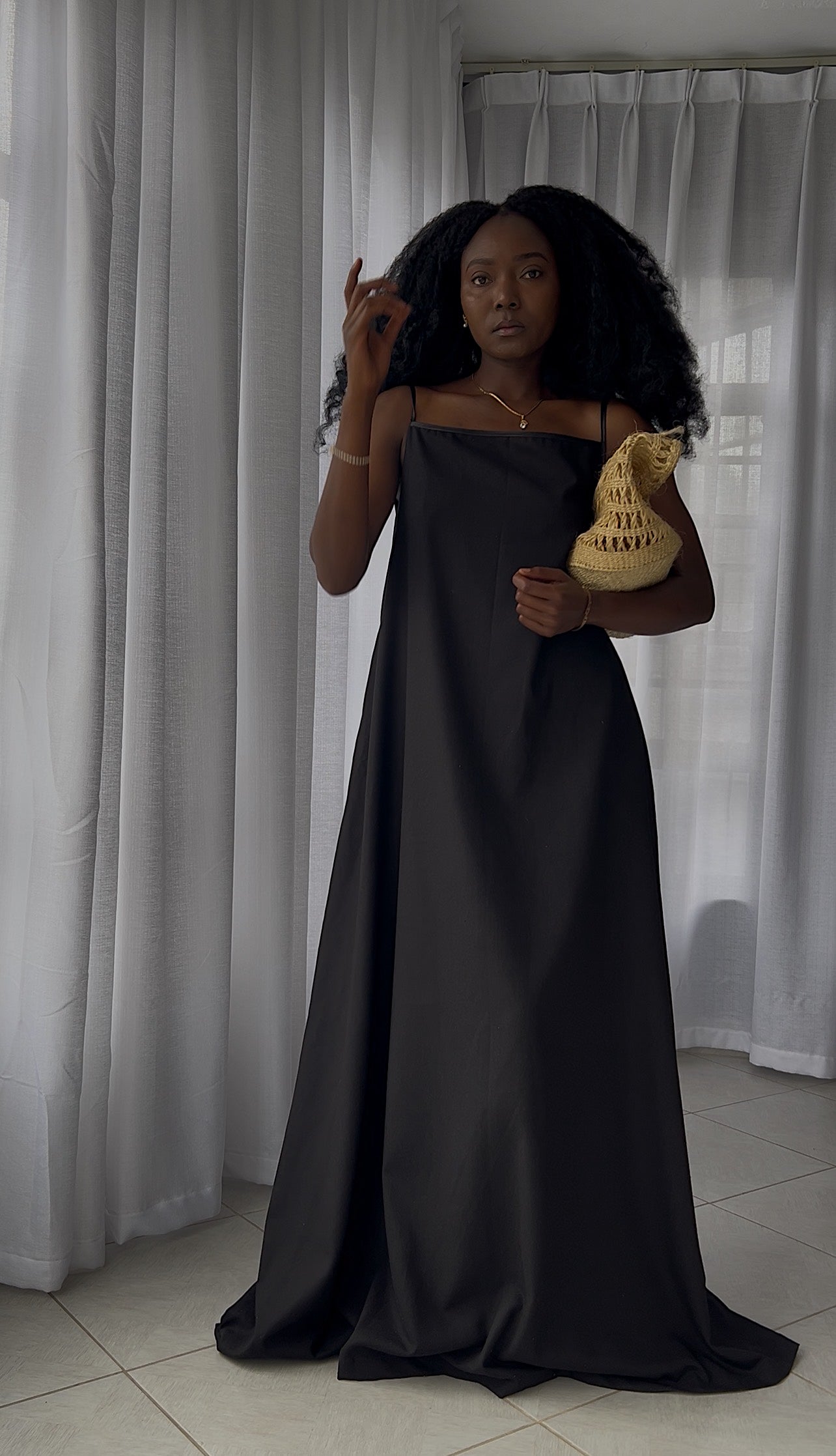 Isla Linen Dress - Black