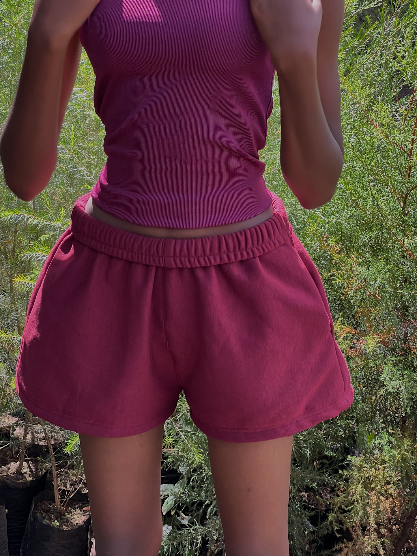 crimson fleece shorts