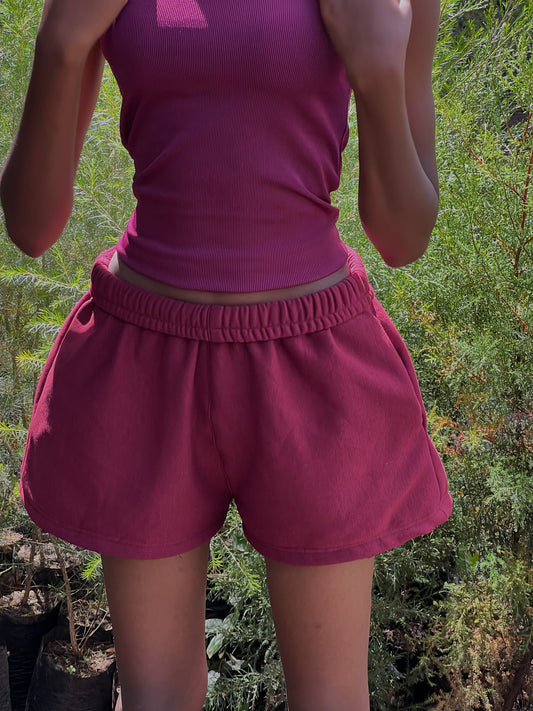 crimson fleece shorts