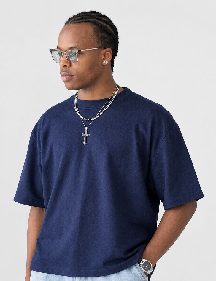 Blank Heavyweight Tee- Navy Blue