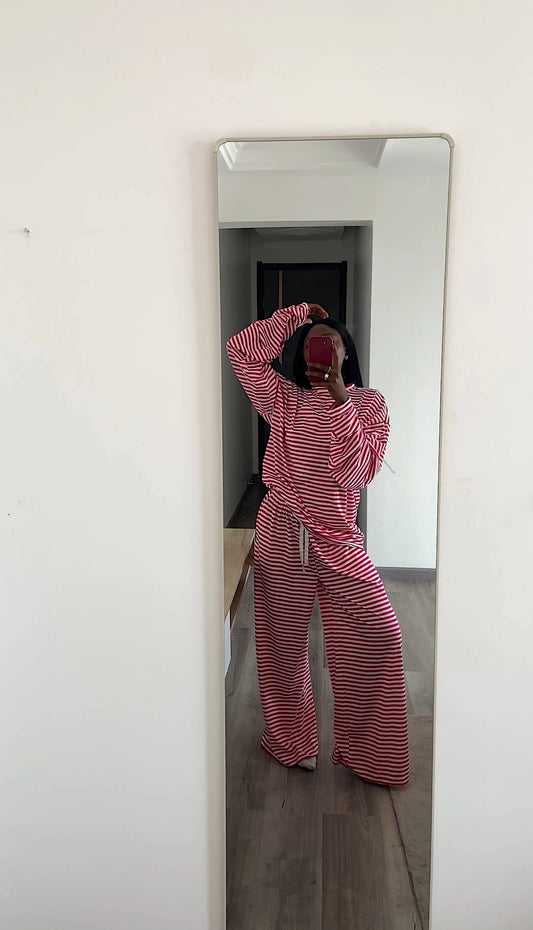 Pink striped loose lounge Tshirt