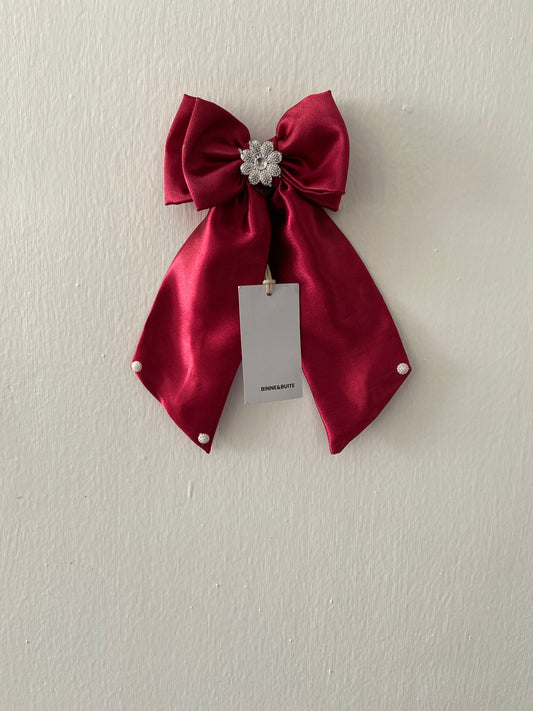 Dark Red Two Ribbon Hair Bow