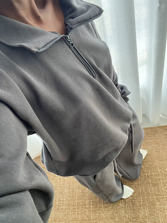 Charcoal Quarter Zip Jacket