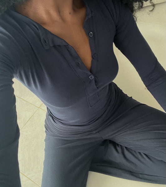 Core comfort buttoned Lounge Top