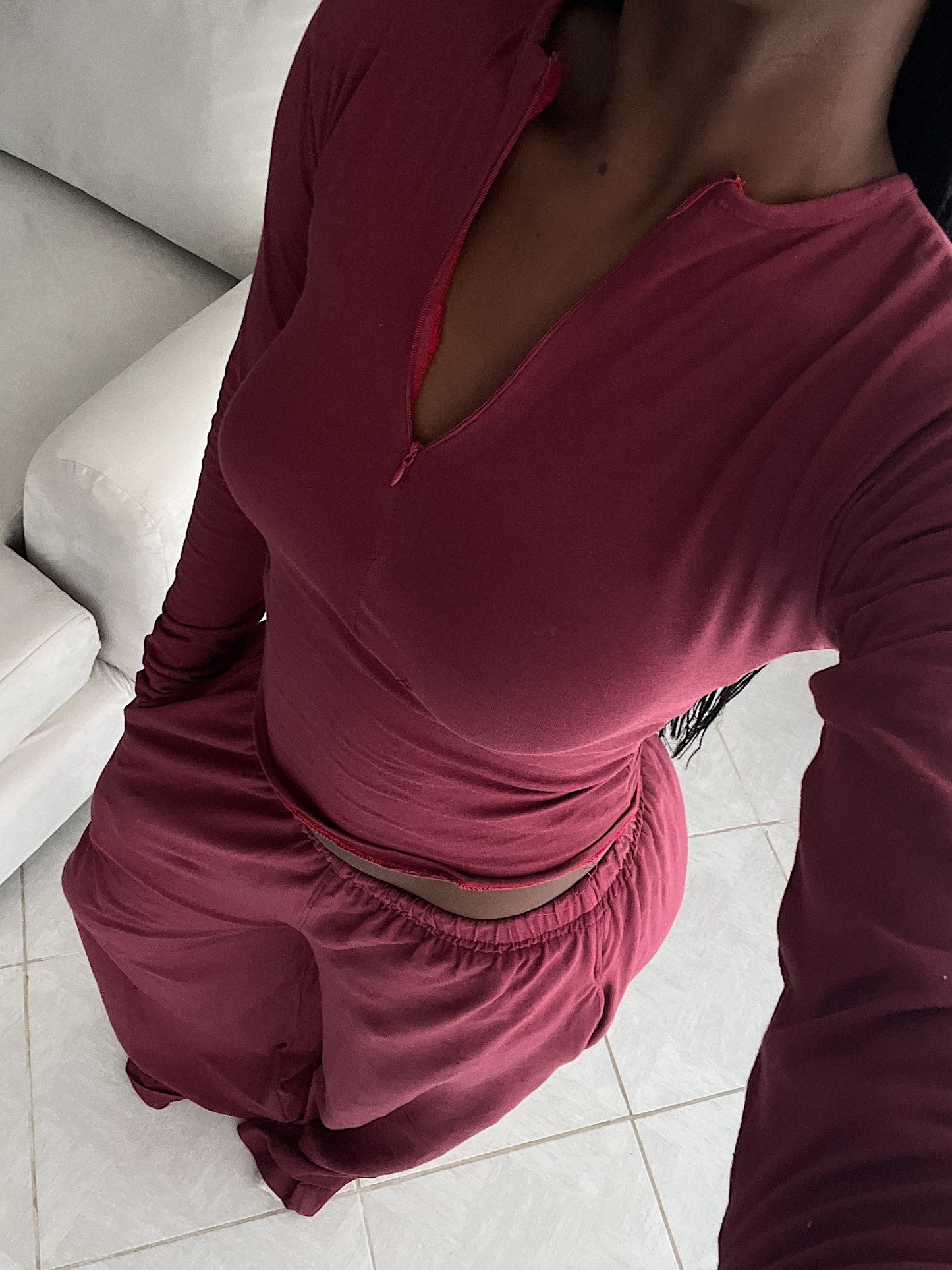 Core comfort zip up top - maroon