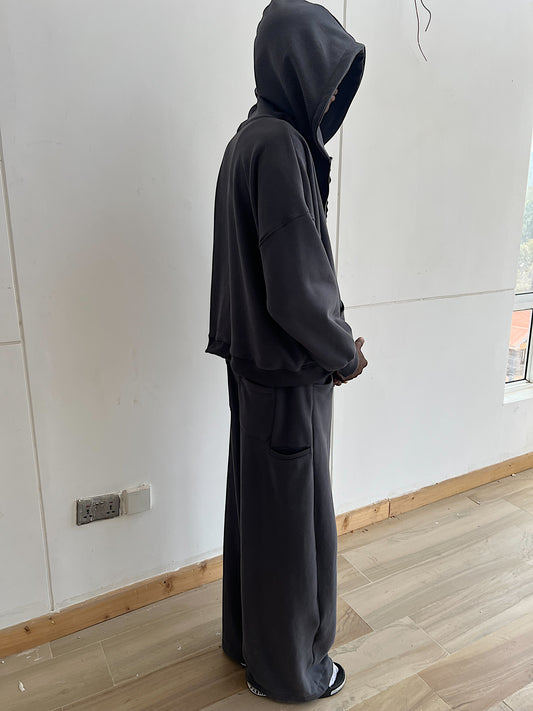 Charcoal Drop Zip Up Hoodie