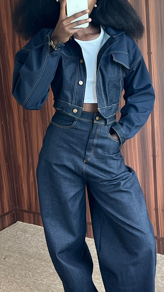 Utility Cropped Denim Jacket