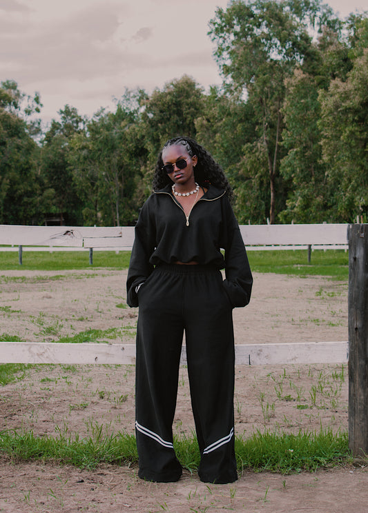 Noir wide leg pants