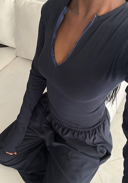 Core comfort zip up top - navy blue