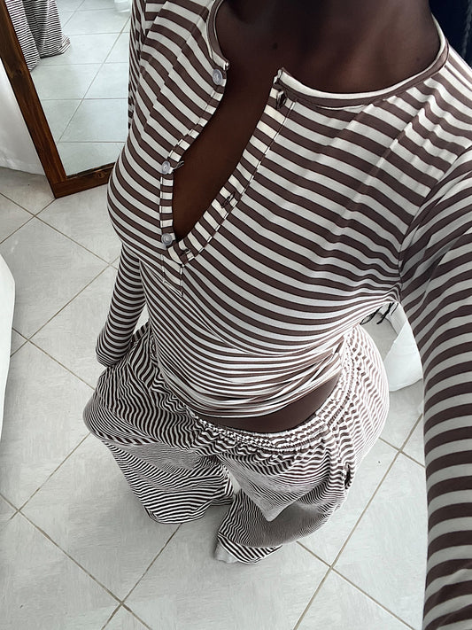 Core Comfort Stripe Button Top