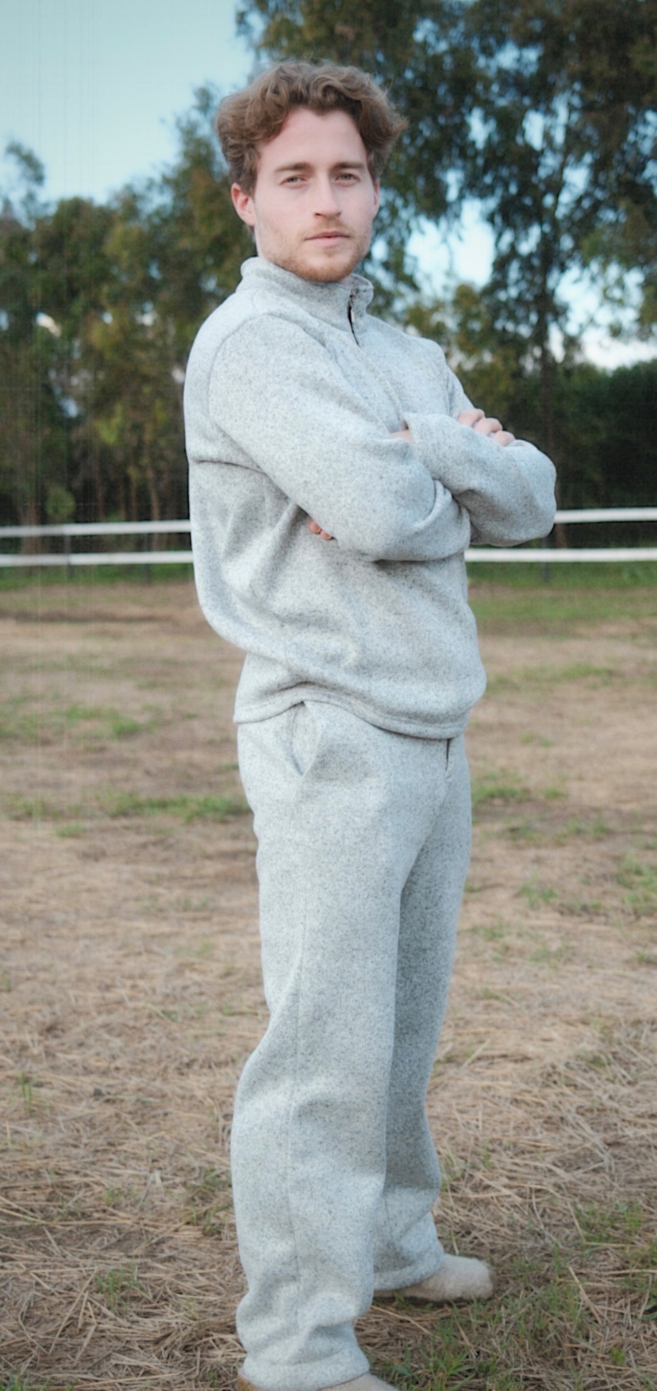 Grey relaxed knit trouser