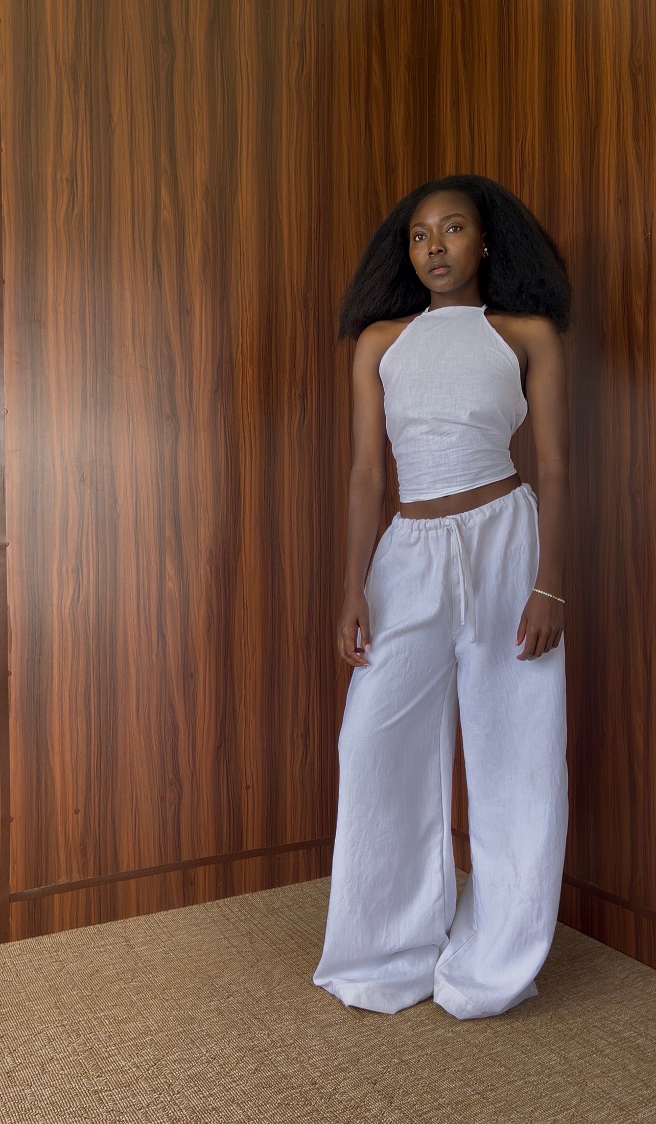 Nomad Linen Halter Top - White