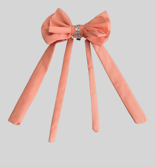 Peach Four Ribbons Hair Bow