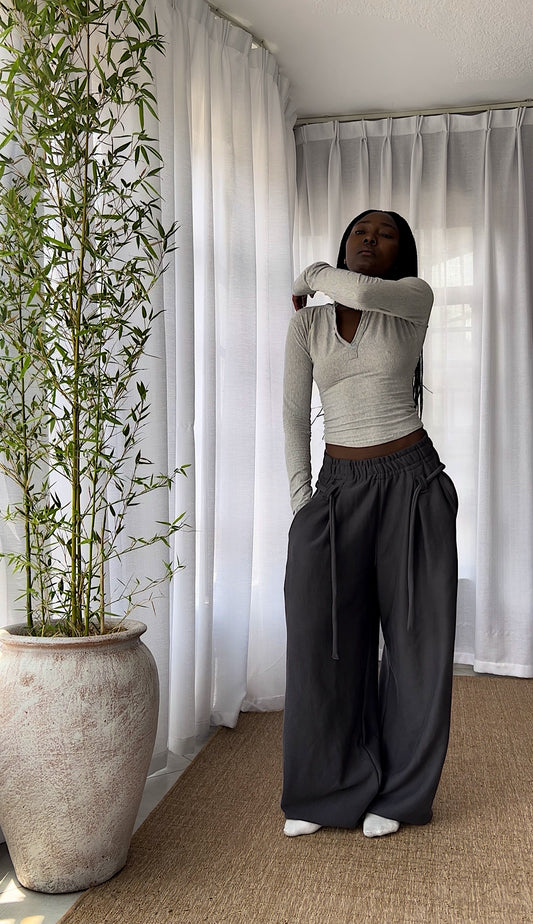 Charcoal Drop Waist Jogger Pants