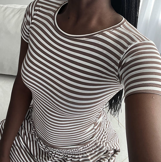 Core comfort stripe short sleeved top