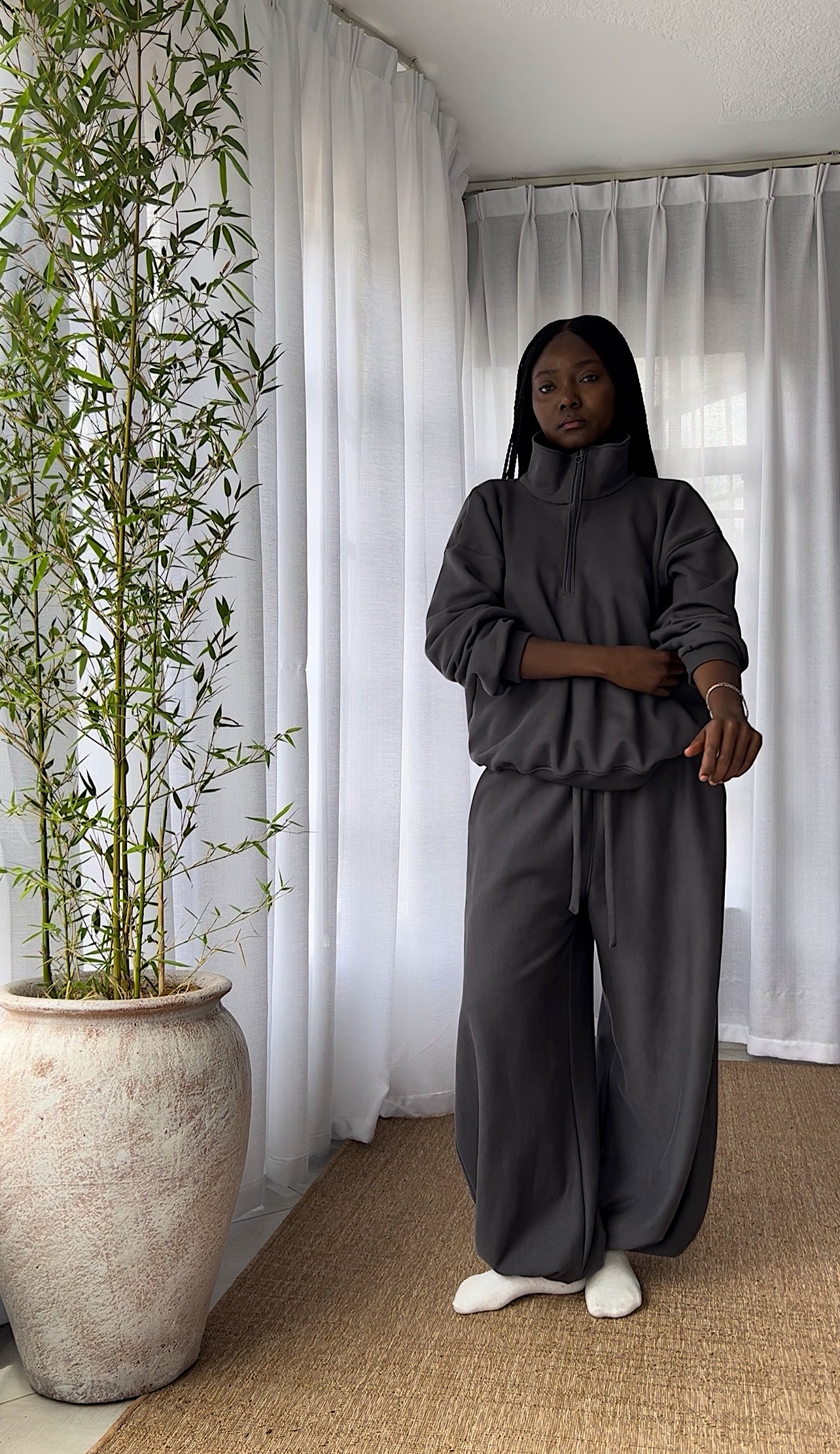 Charcoal Quarter Zip Jacket