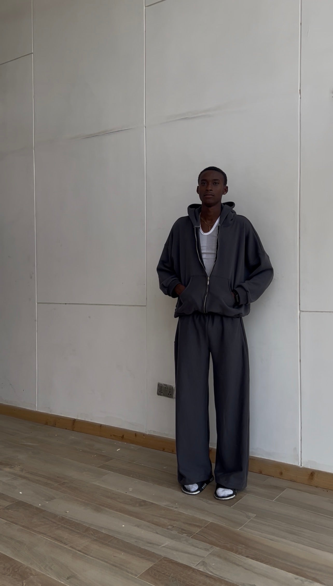 Charcoal wide leg pants