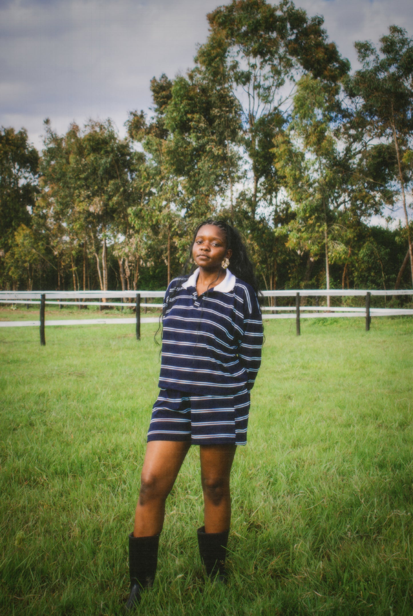 midnight stripe relaxed shorts