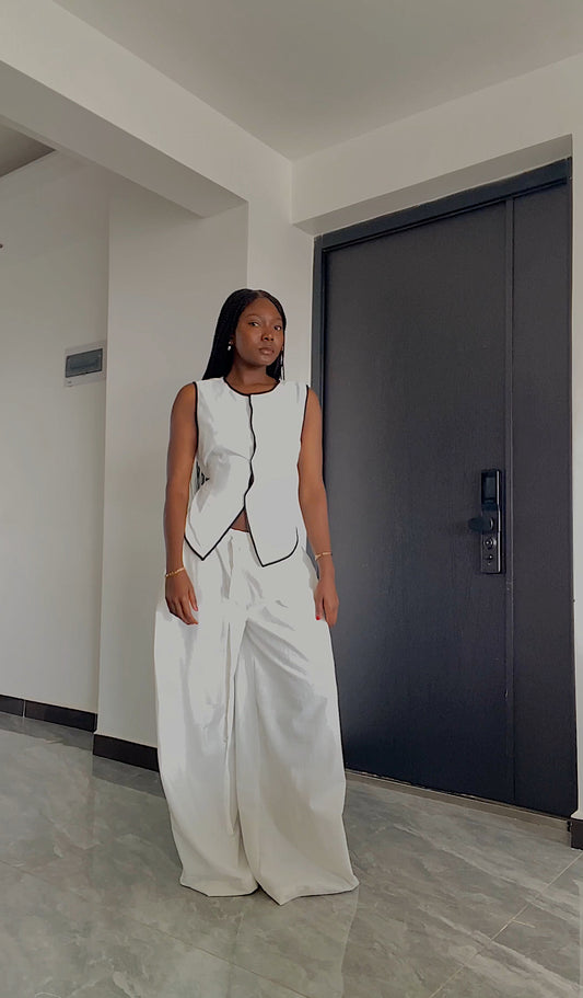 Isla contrast Linen Vest Top