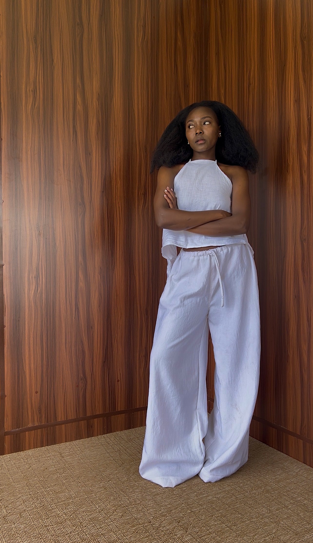 Nomad Linen Drawstring Pants-White