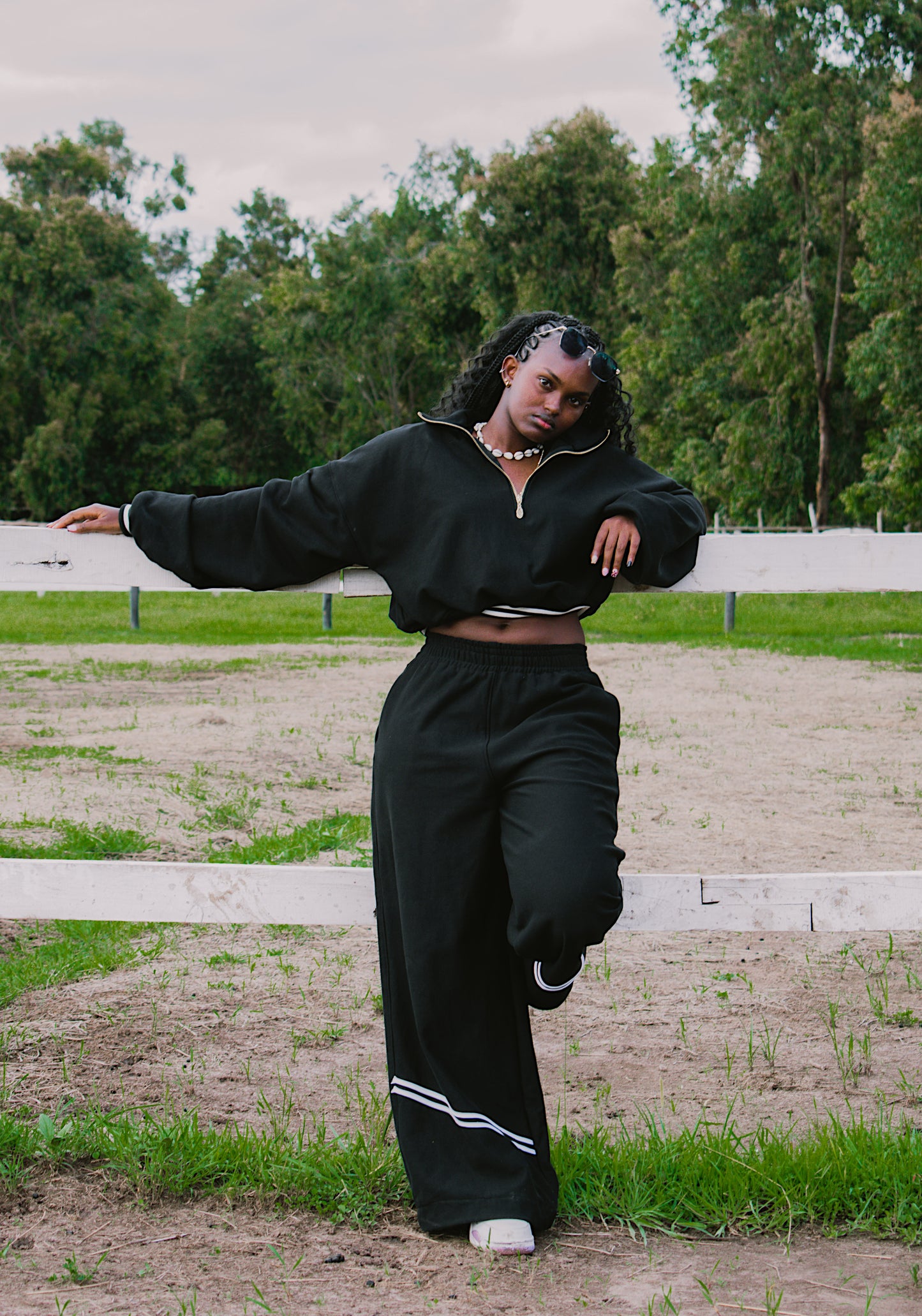 Noir wide leg pants