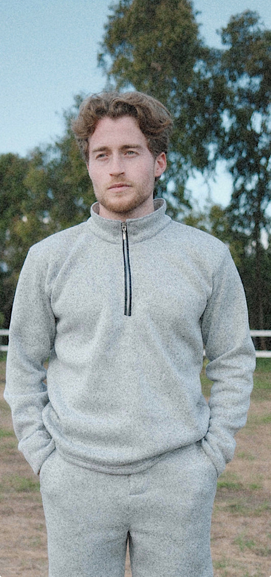 Grey knit quarter zip