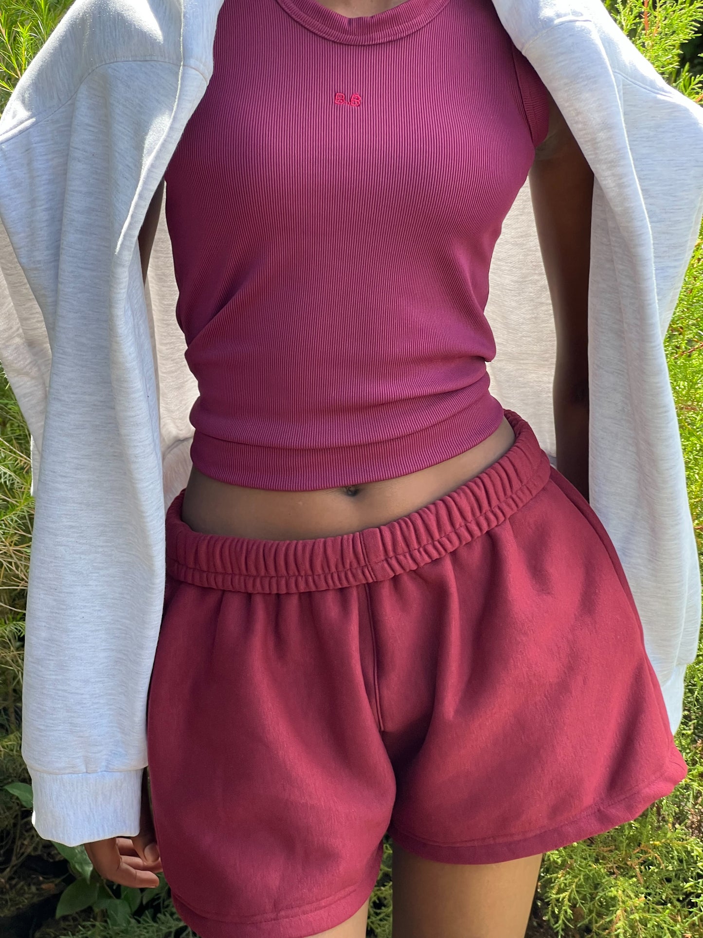 crimson fleece shorts