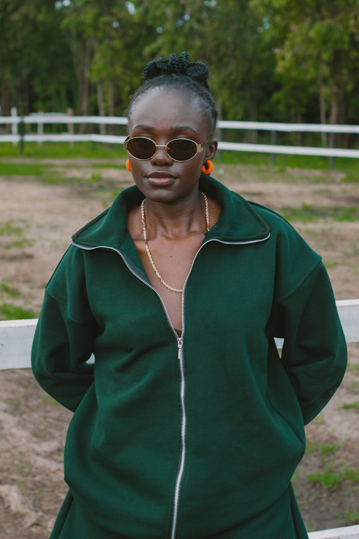 Forest green zip up Jacket