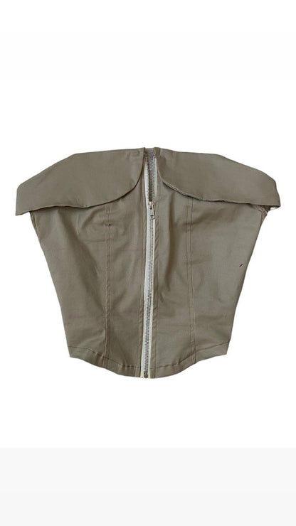 Folded Smoked Size Zipper Tube Top